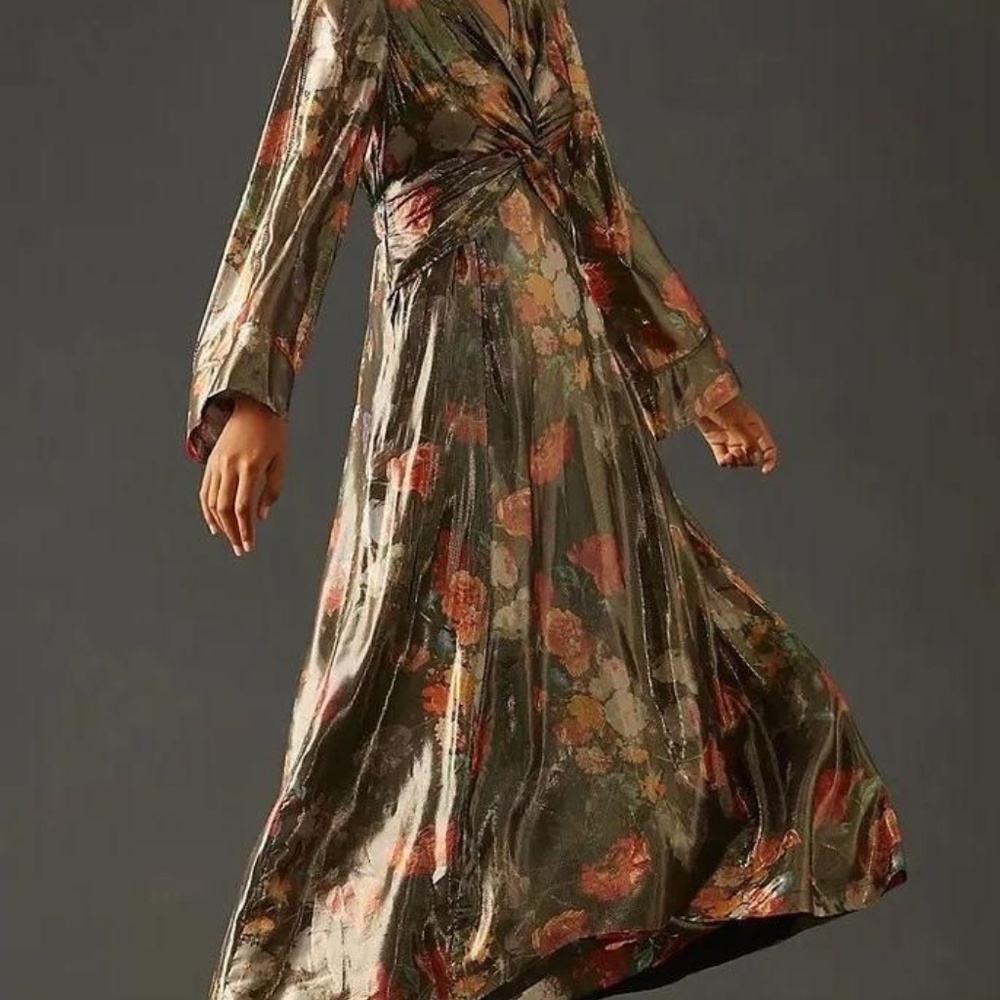 Anthropologie Caballero Deep V Maxi Dress